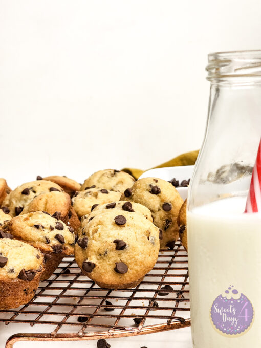 Mini Chocolate Chip Muffins on Gold Marble - Image 7