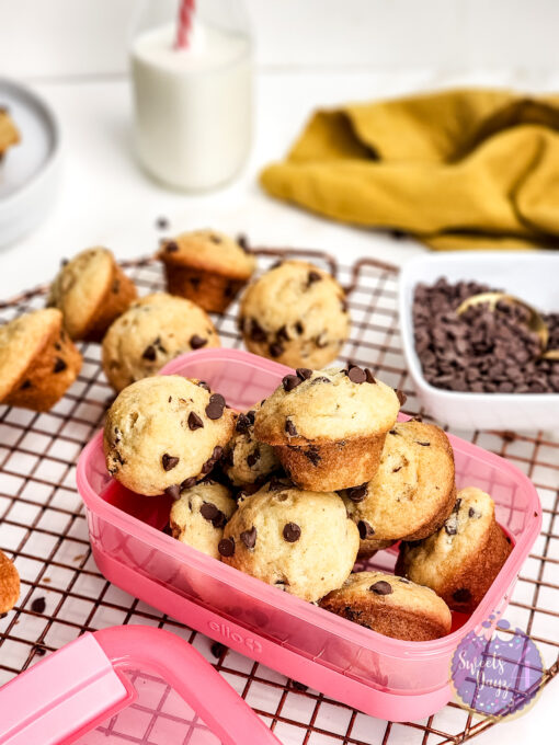 Mini Chocolate Chip Muffins on Gold Marble - Image 9