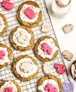 Frosted Animal Cracker Cookies on White