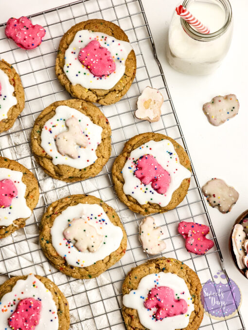 Frosted Animal Cracker Cookies on White