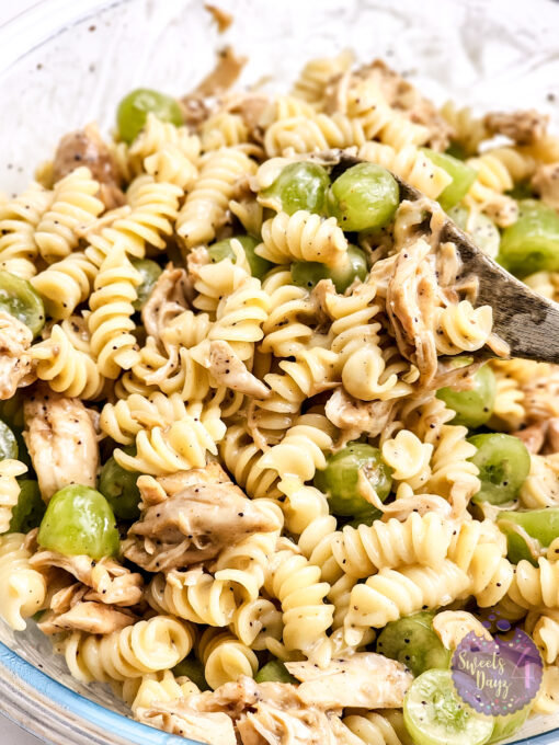 Chicken Grape Poppyseed Pasta Salad on Gold Marble - Image 2