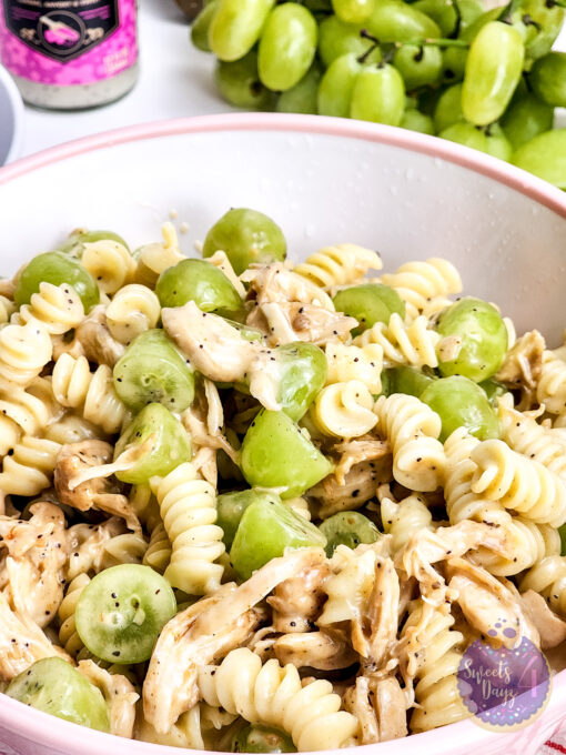 Chicken Grape Poppyseed Pasta Salad on White - Image 3