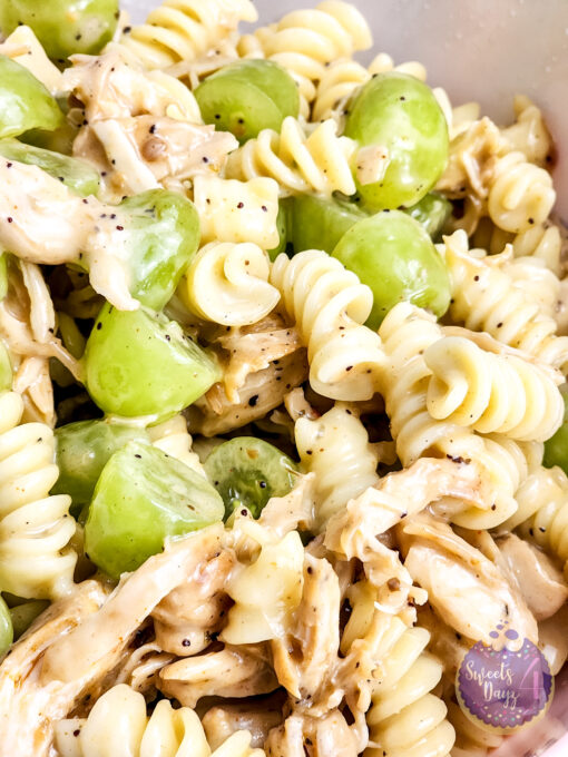 Chicken Grape Poppyseed Pasta Salad on White - Image 5