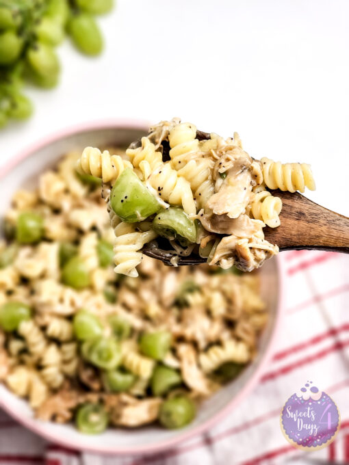 Chicken Grape Poppyseed Pasta Salad on White