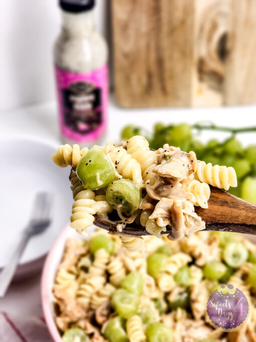 Chicken Grape Poppyseed Pasta Salad on White - Image 6