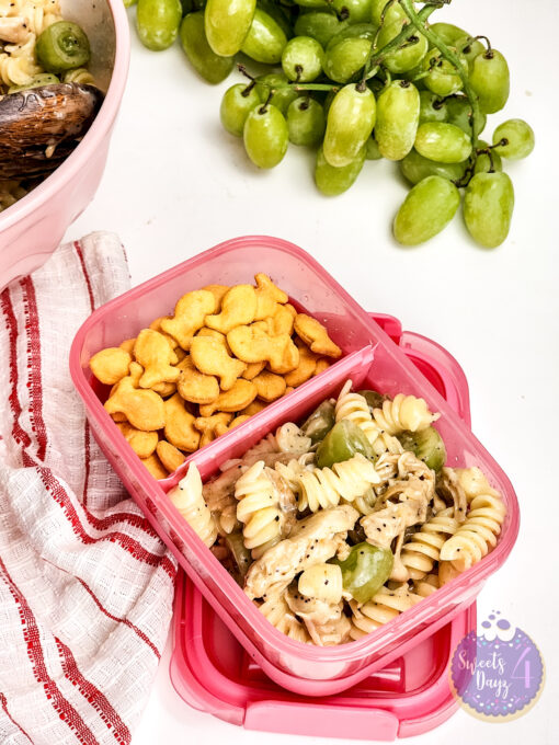 Chicken Grape Poppyseed Pasta Salad on White - Image 7
