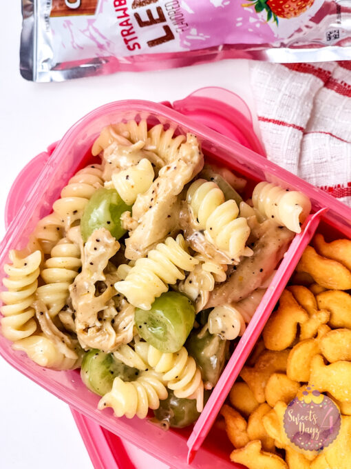 Chicken Grape Poppyseed Pasta Salad on White - Image 9