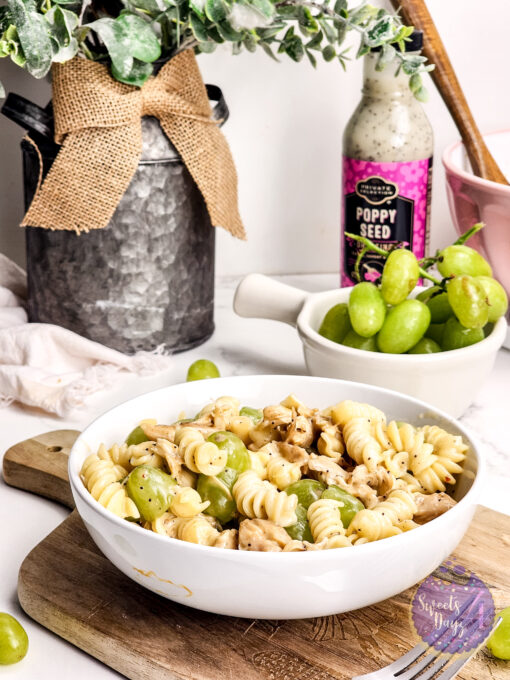Chicken Grape Poppyseed Pasta Salad on Marble - Image 2