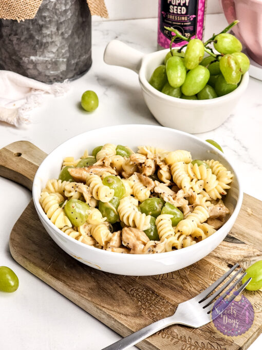 Chicken Grape Poppyseed Pasta Salad on Marble - Image 3