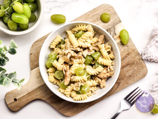 Chicken Grape Poppyseed Pasta Salad on Marble - Image 5