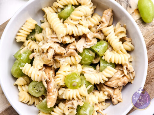 Chicken Grape Poppyseed Pasta Salad on Marble - Image 6