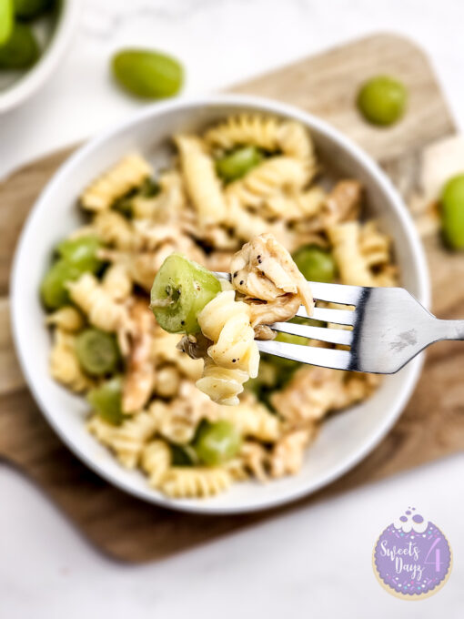 Chicken Grape Poppyseed Pasta Salad on Marble - Image 7