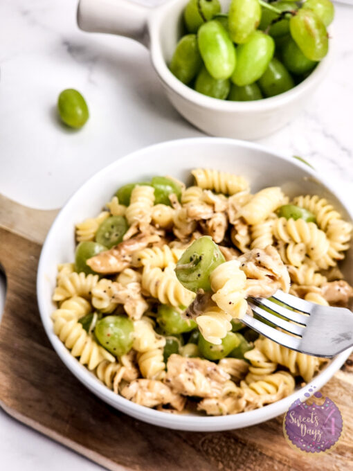 Chicken Grape Poppyseed Pasta Salad on Marble - Image 8