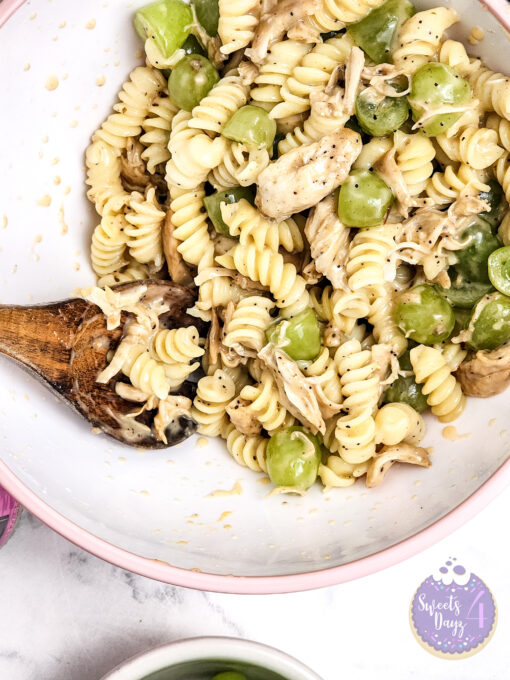Chicken Grape Poppyseed Pasta Salad on Marble - Image 10