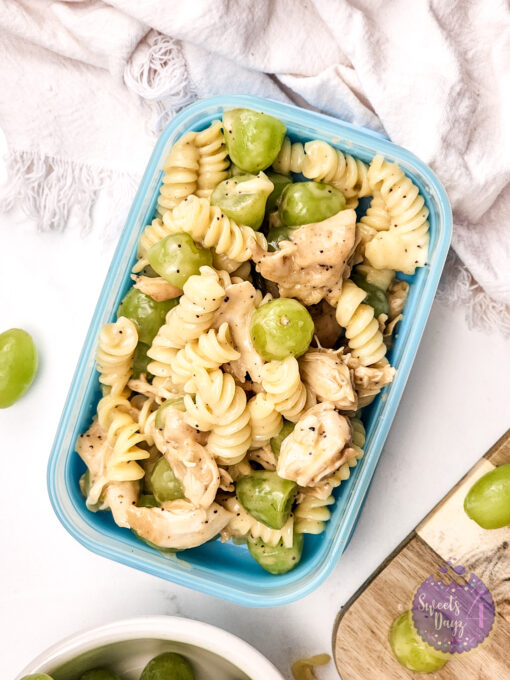 Chicken Grape Poppyseed Pasta Salad on Marble - Image 11