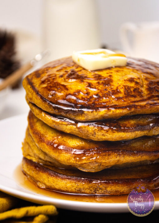 Pumpkin Spice Buttermilk Pancakes on Gold Marble - Image 5