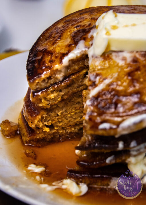 Pumpkin Spice Buttermilk Pancakes on Gold Marble - Image 14
