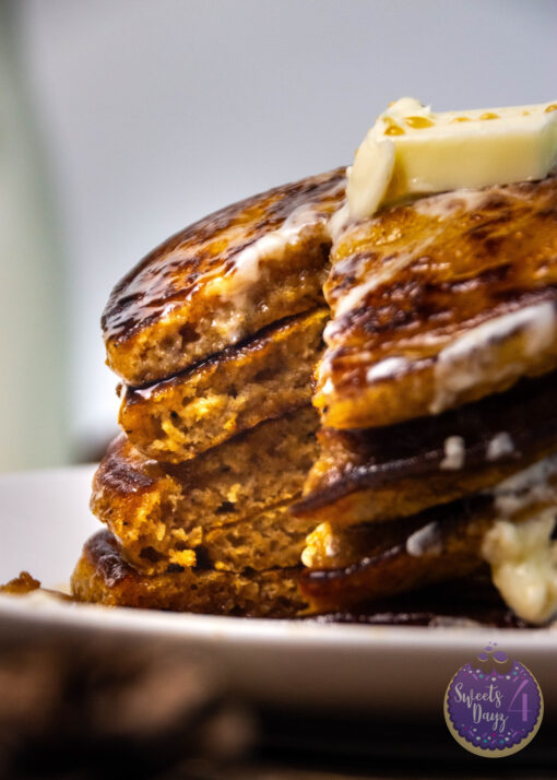 Pumpkin Spice Buttermilk Pancakes on Gold Marble - Image 15
