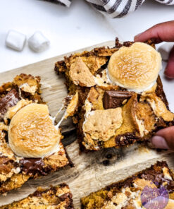 Smores Pumpkin Bars on Gold Marble