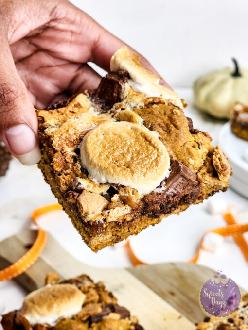 Smores Pumpkin Bars on Gold Marble - Image 7