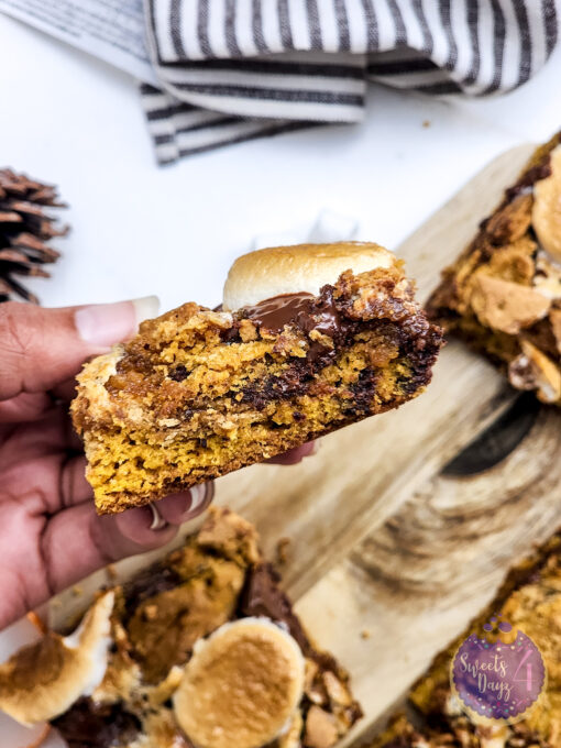 Smores Pumpkin Bars on Gold Marble - Image 8