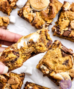 Smores Pumpkin Bars on Marble
