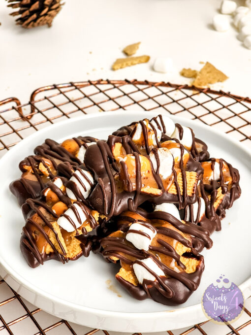 Smores Caramel Clusters on White
