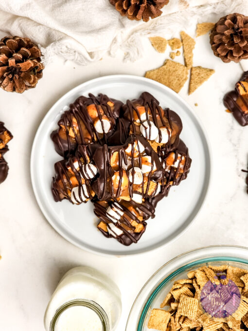 Smores Caramel Clusters on Marble