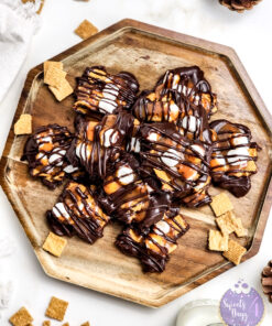 Smores Caramel Clusters on Gold Marble