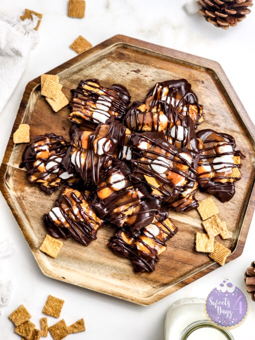 Smores Caramel Clusters on Gold Marble