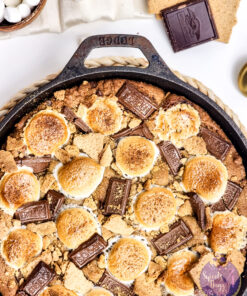 Smores Chocolate Chip Cookie Skillet on White