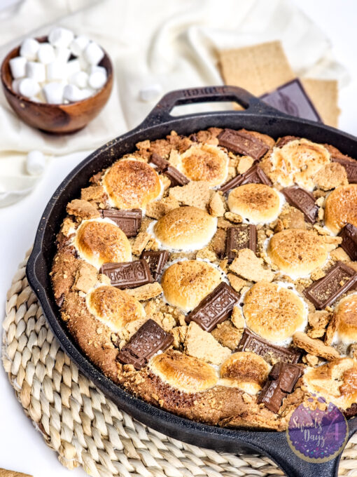 Smores Chocolate Chip Cookie Skillet on White - Image 4
