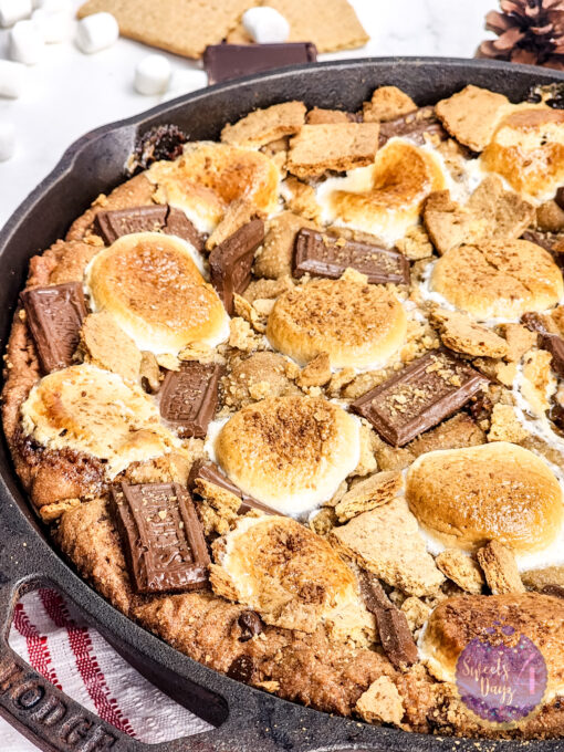 Smores Chocolate Chip Cookie Skillet on Marble - Image 2