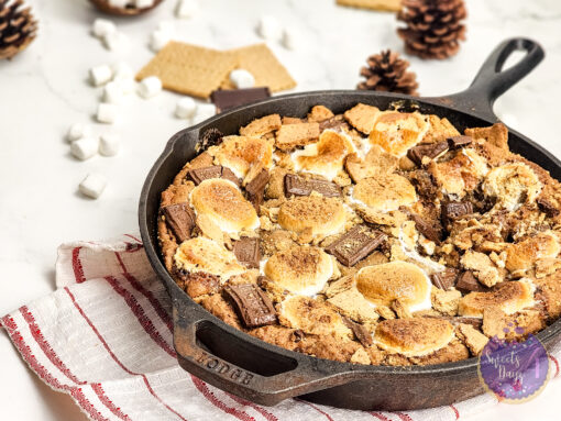 Smores Chocolate Chip Cookie Skillet on Marble - Image 3