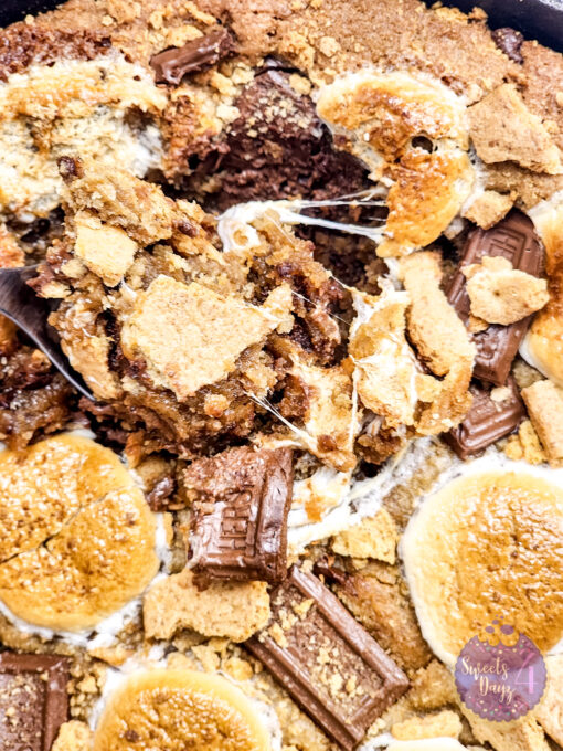 Smores Chocolate Chip Cookie Skillet on Marble - Image 6