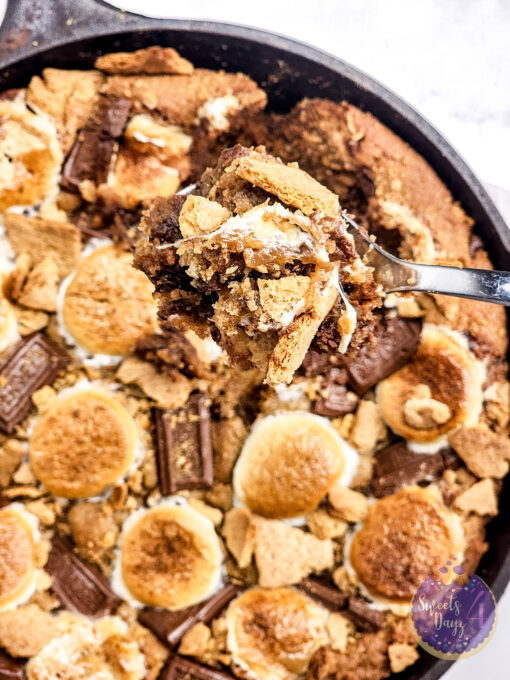 Smores Chocolate Chip Cookie Skillet on Marble - Image 8