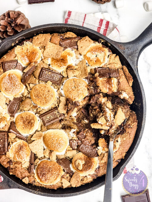 Smores Chocolate Chip Cookie Skillet on Marble - Image 9