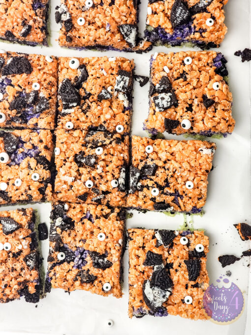 Halloween Rice Krispie Treats on White
