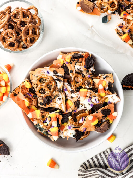 Halloween Chocolate Bark on White