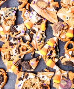 Halloween Chocolate Bark on Black