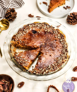 Alternative view of Brulee Pumpkin Pie on Gold Marble