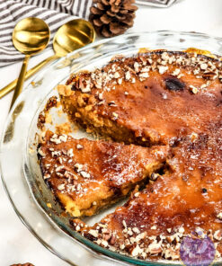 Brulee Pumpkin Pie on Gold Marble