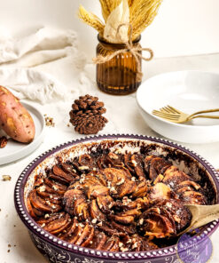 Alternative view of Scalloped Sweet Potatoes on Marble