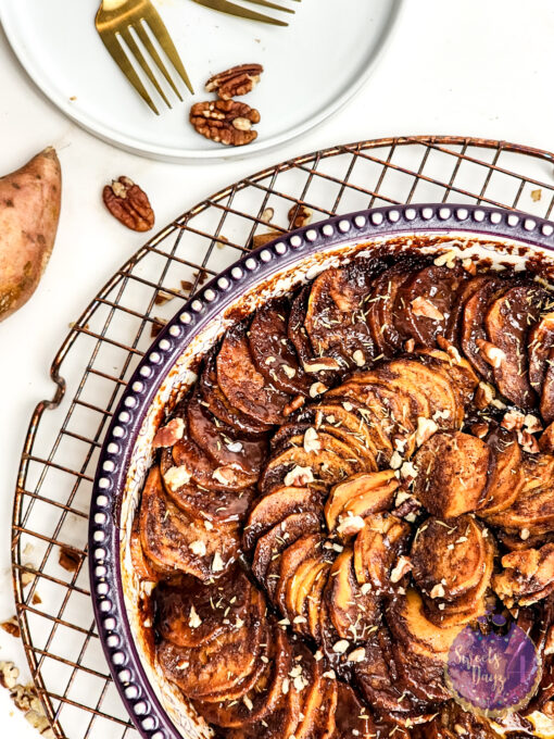 Scalloped Sweet Potatoes on Gold Marble - Image 9