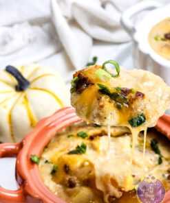 Bacon Potato Chicken Soup on Marble