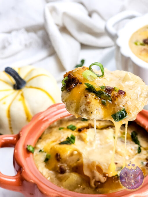 Bacon Potato Chicken Soup on Marble