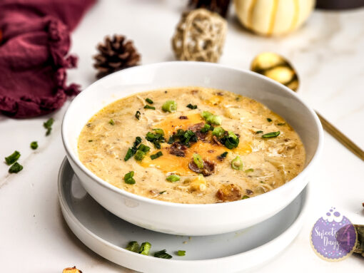 Bacon Potato Chicken Soup on Gold Marble - Image 2