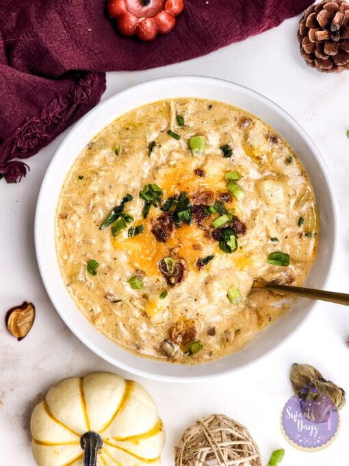 Bacon Potato Chicken Soup on Gold Marble - Image 5