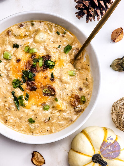 Bacon Potato Chicken Soup on Gold Marble - Image 6