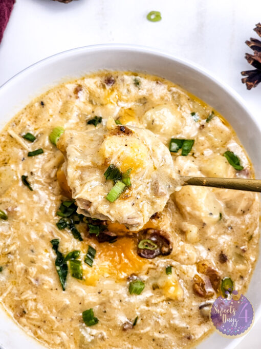 Bacon Potato Chicken Soup on Gold Marble - Image 7